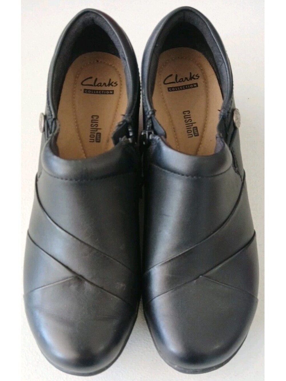 CLARKS Slip-On Shoes Women's 10M Channing Ann Black Leather Loafer